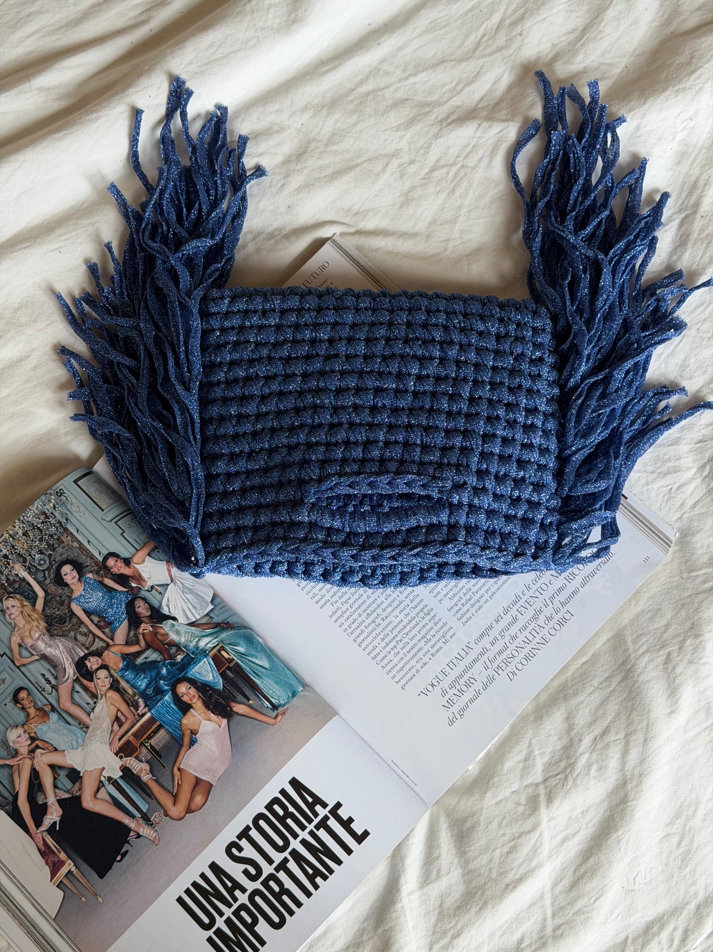 MINOU bag standard// cobalto lurex con frange