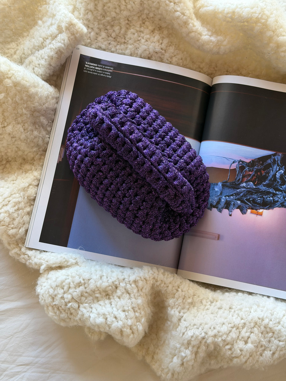 CLOUD bag mini// viola lurex con manico