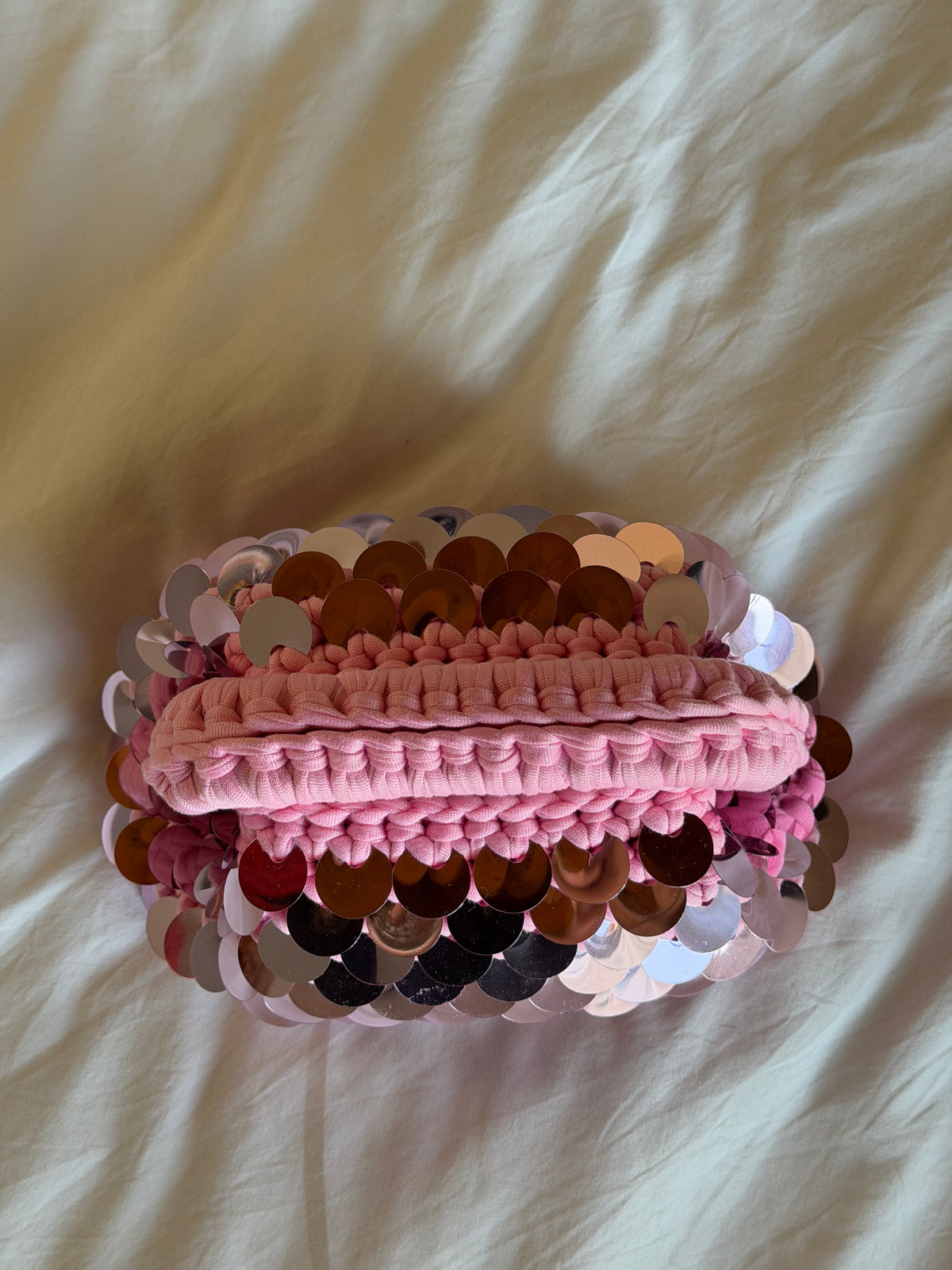 DISCO CLOUD bag mini// rosa con manico