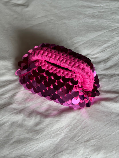 DISCO CLOUD bag mini// fucsia con manico