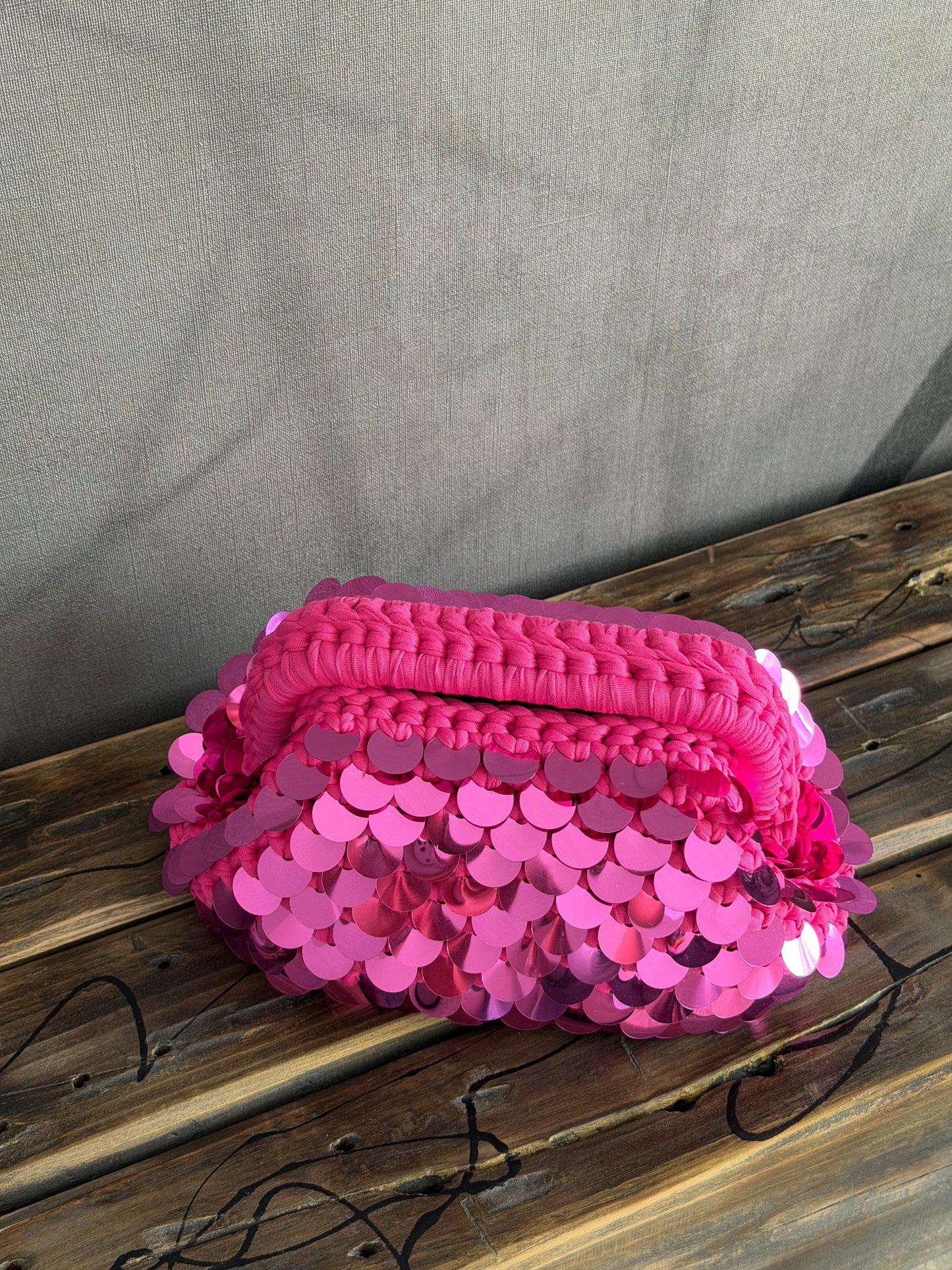 DISCO CLOUD bag standard// fucsia con manico