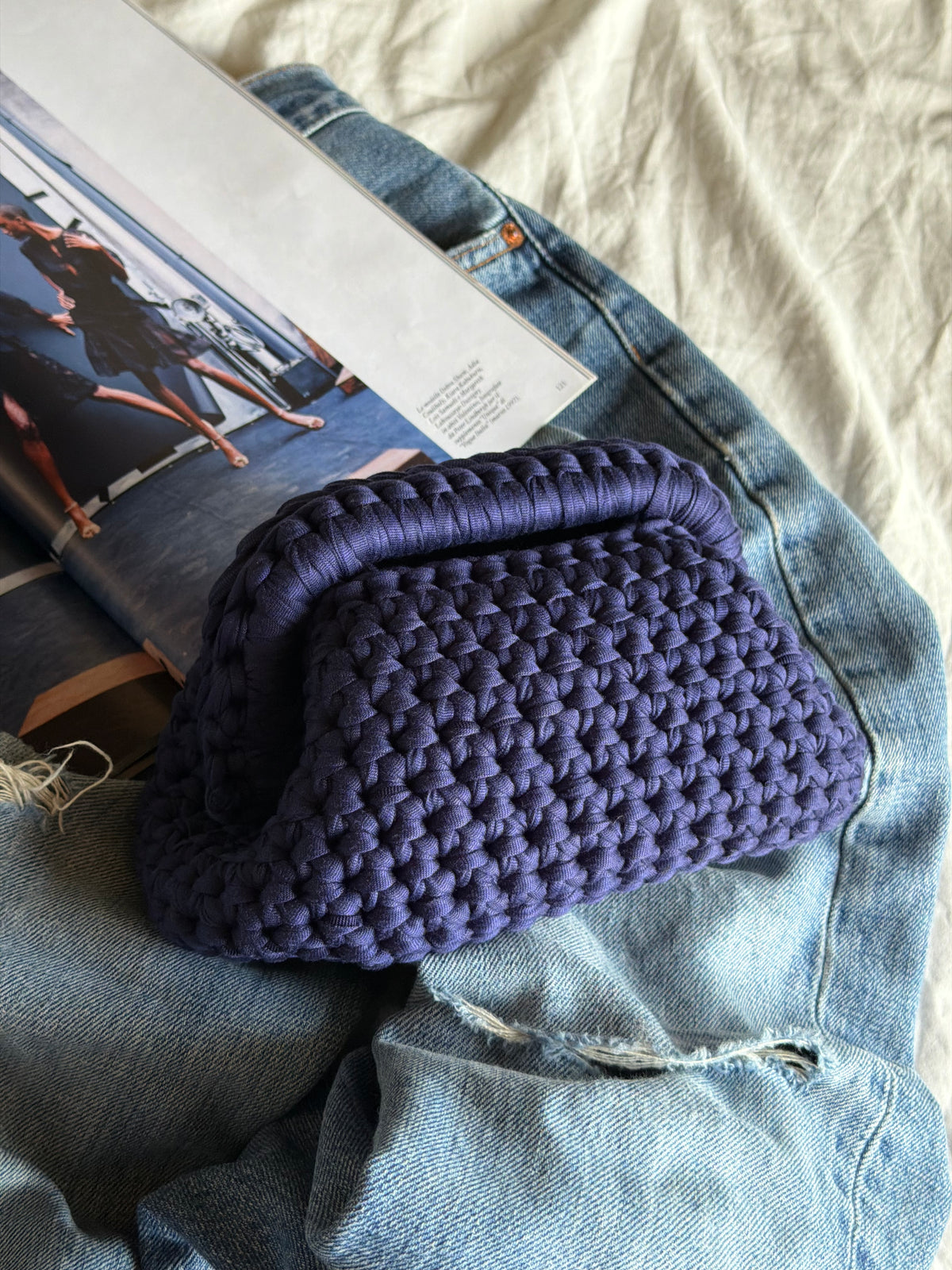 CLOUD bag mini// blu Navy con manico