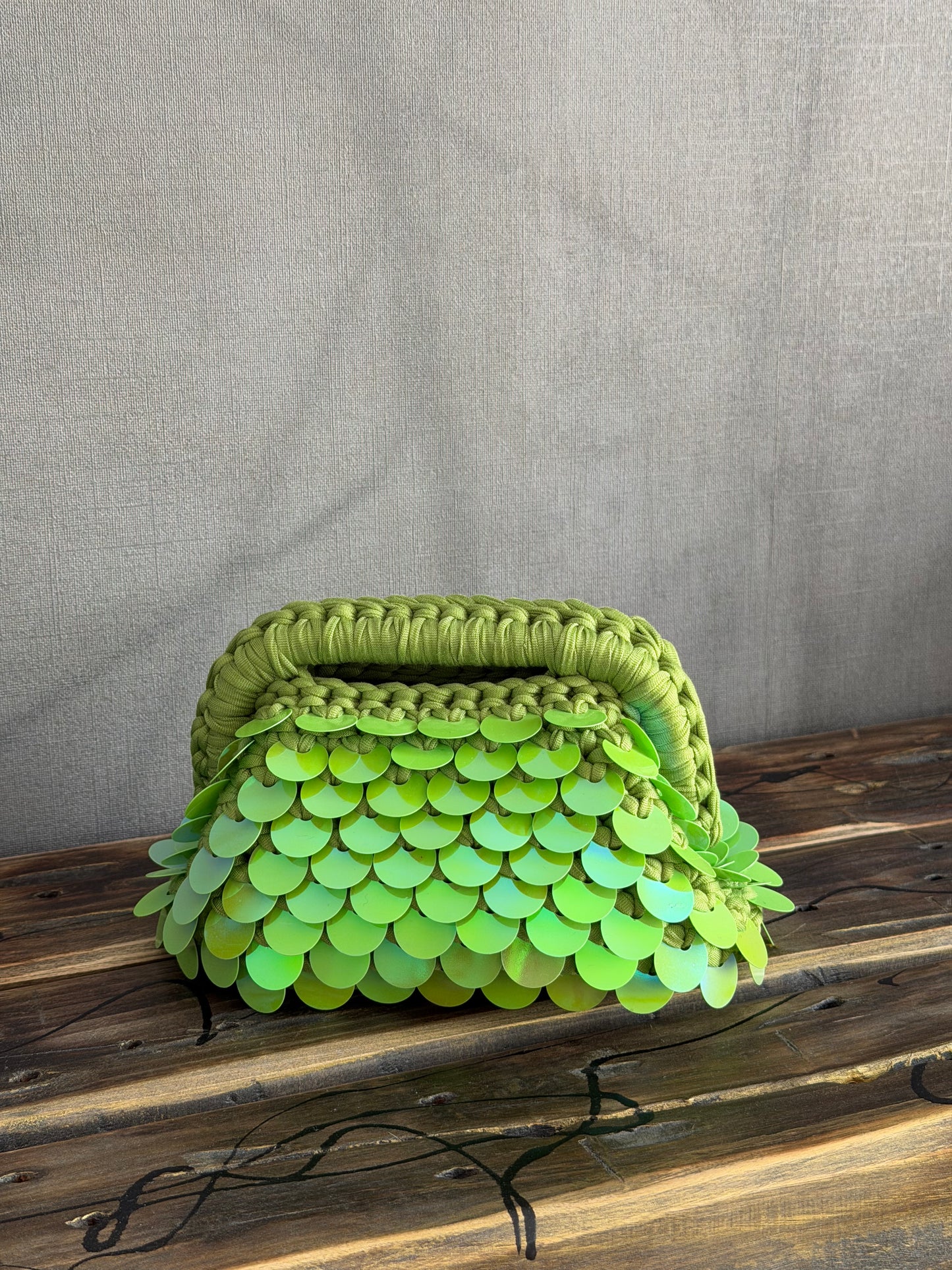 DISCO CLOUD bag mini//verde lime con manico