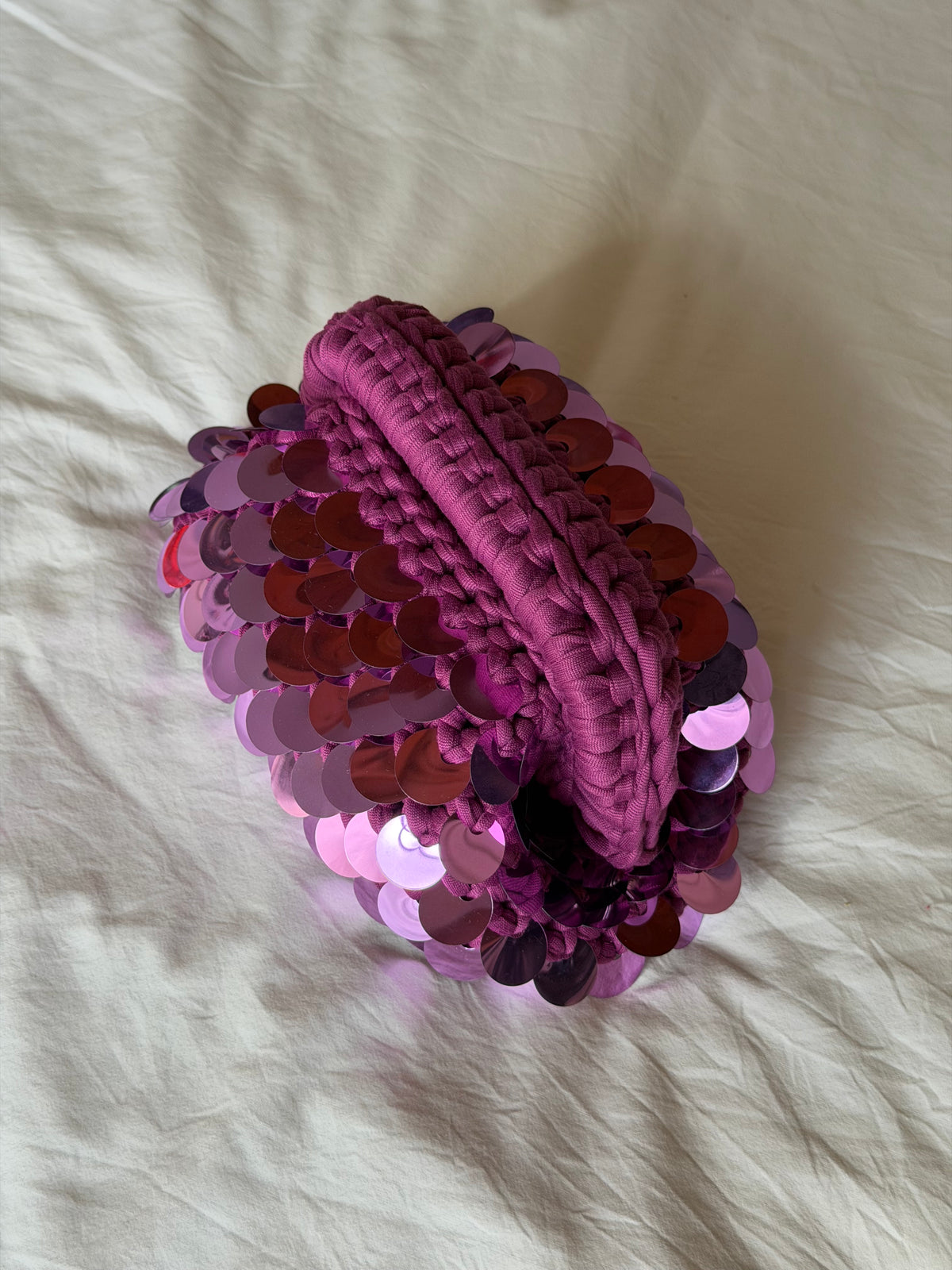 DISCO CLOUD bag mini// lampone con manico