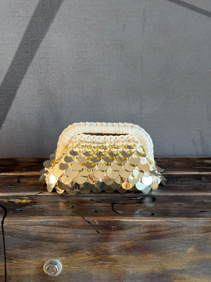 DISCO CLOUD bag mini//avorio con manico