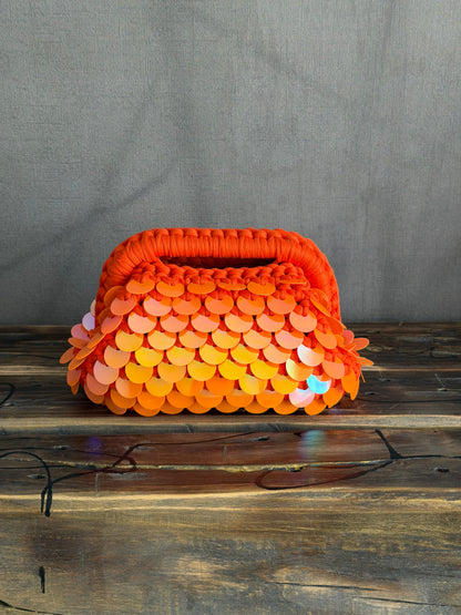 DISCO CLOUD bag mini//arancio con manico