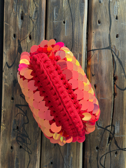 DISCO CLOUD bag mini//rossa con manico