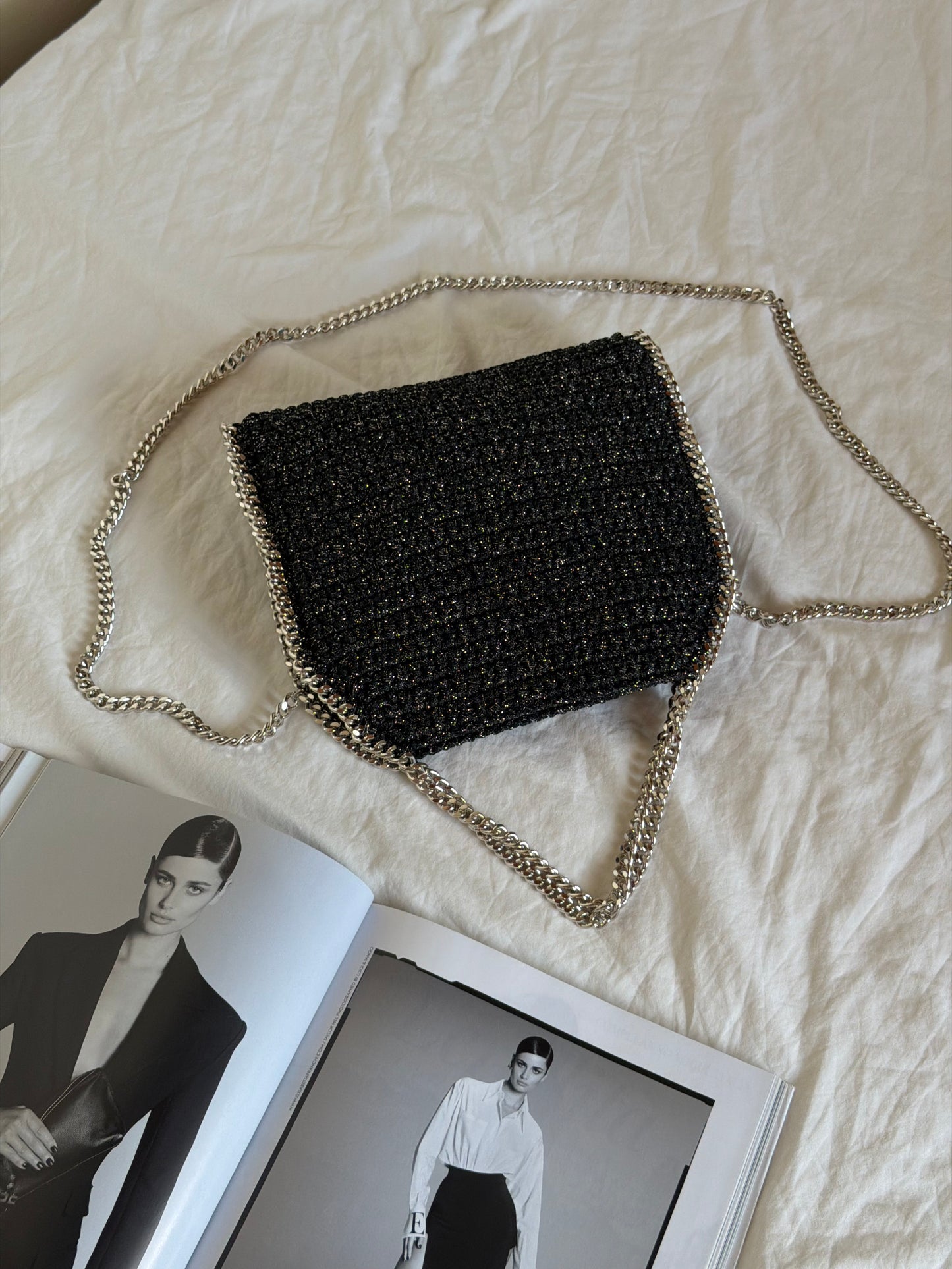 STAR bag standard// nera lurex argento
