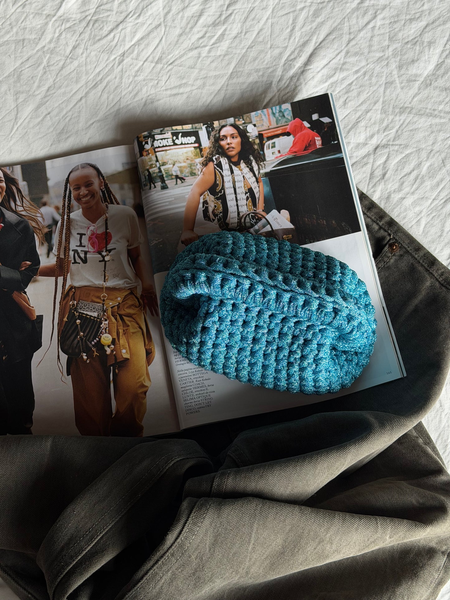 CLOUD bag mini// azzurra lurex con manico