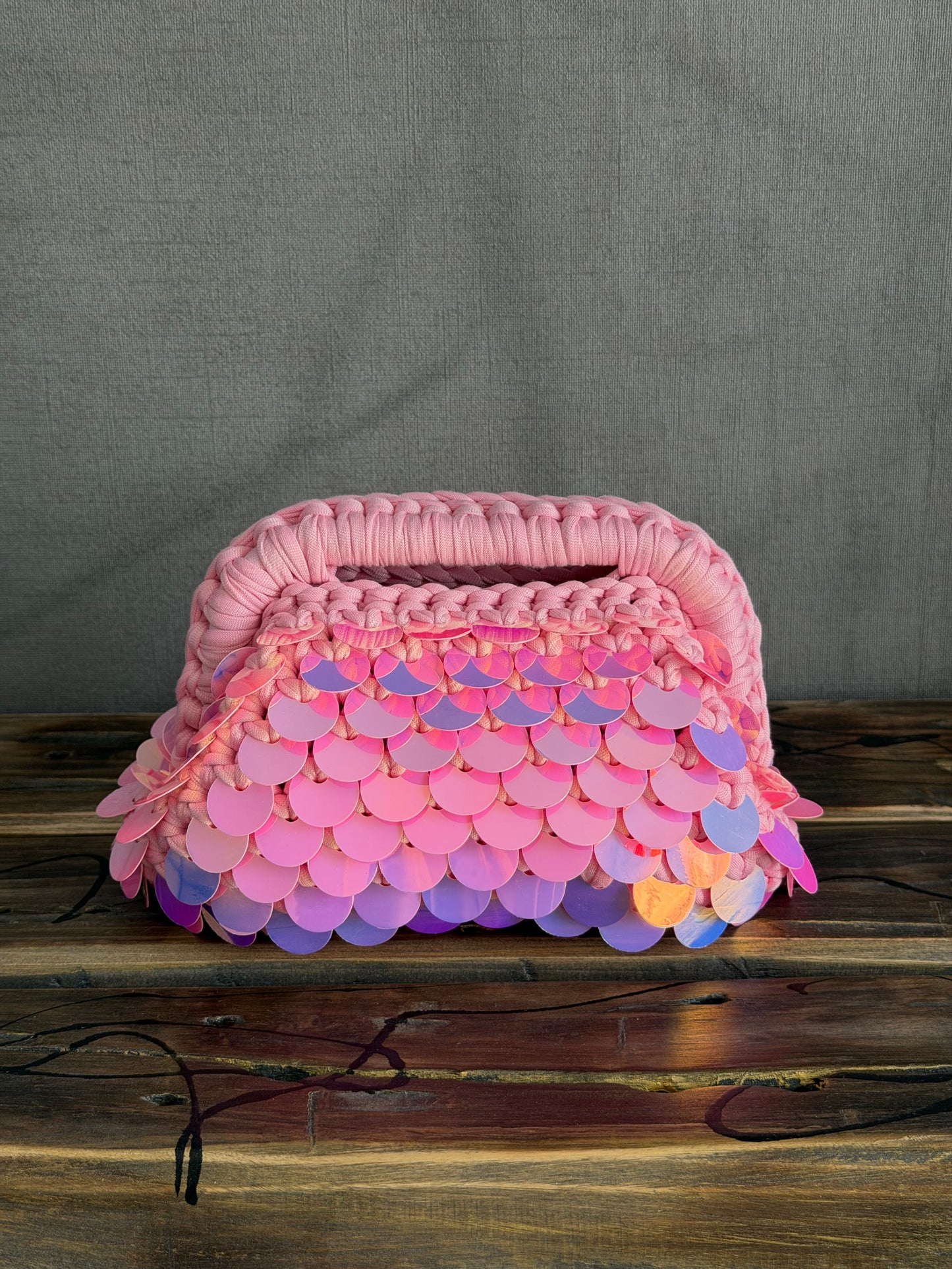 DISCO CLOUD bag mini//rosa con manico