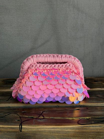 DISCO CLOUD bag mini//rosa con manico