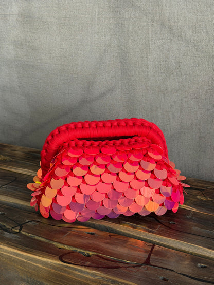 DISCO CLOUD bag mini//rossa con manico