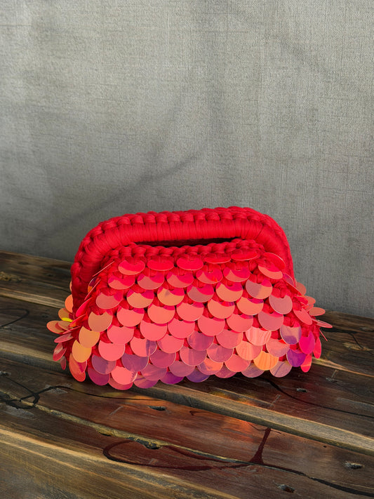 DISCO CLOUD bag mini//rossa con manico