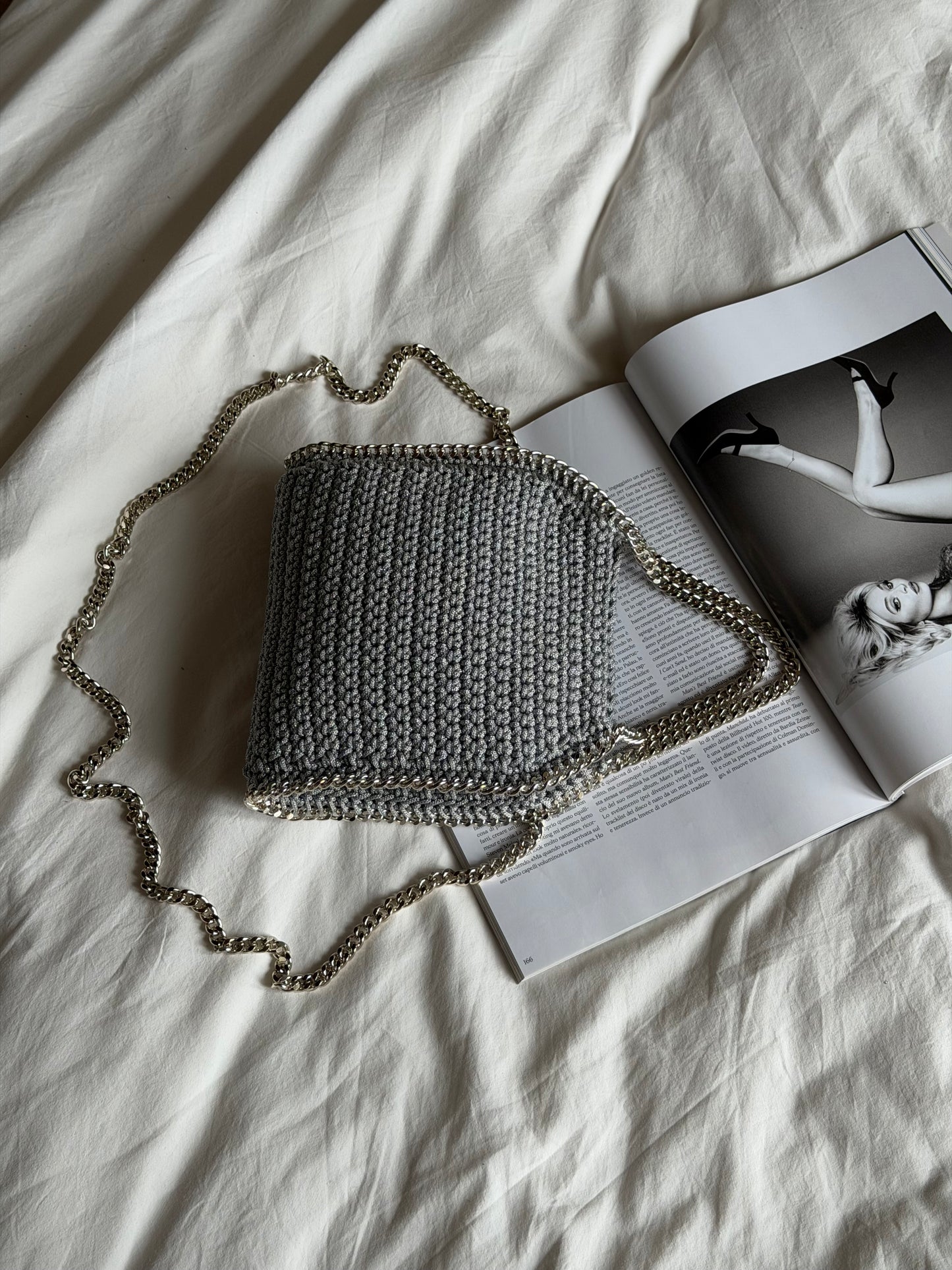 STAR bag mini// grigia chiara lurex argento