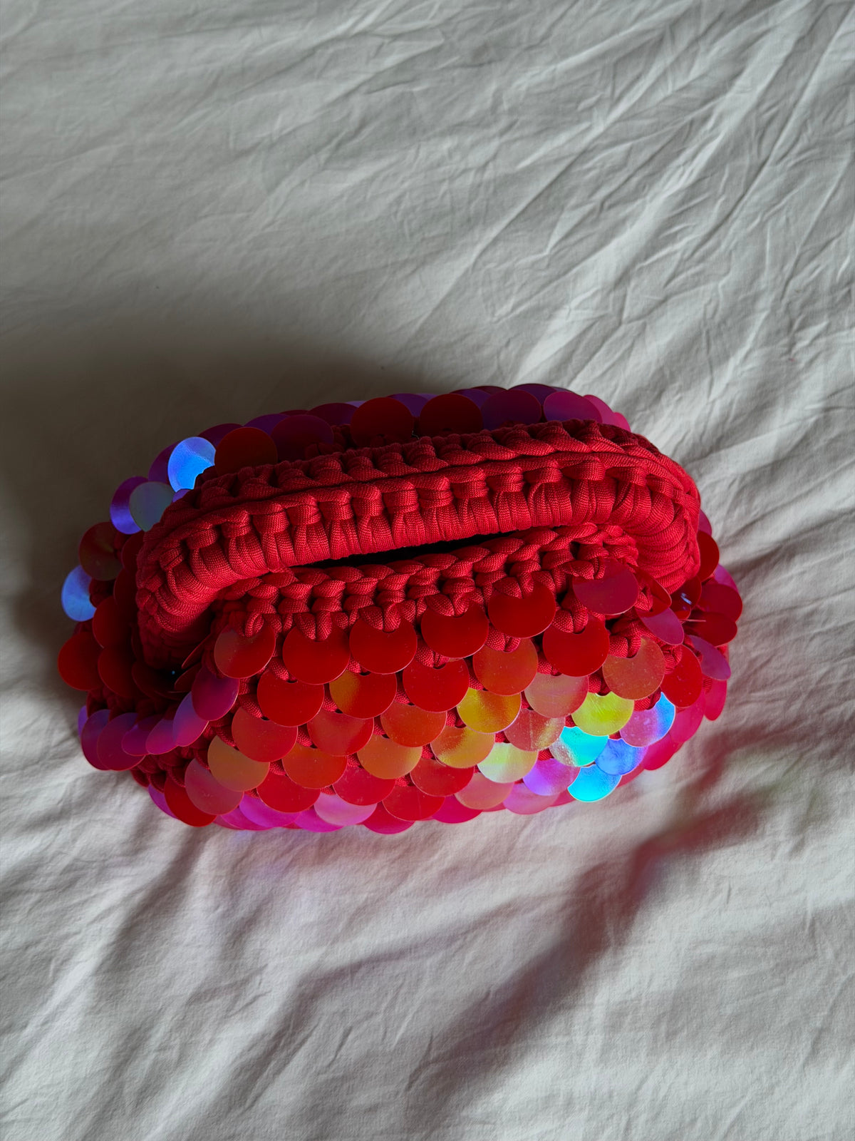 DISCO CLOUD bag mini// holo rossa con manico