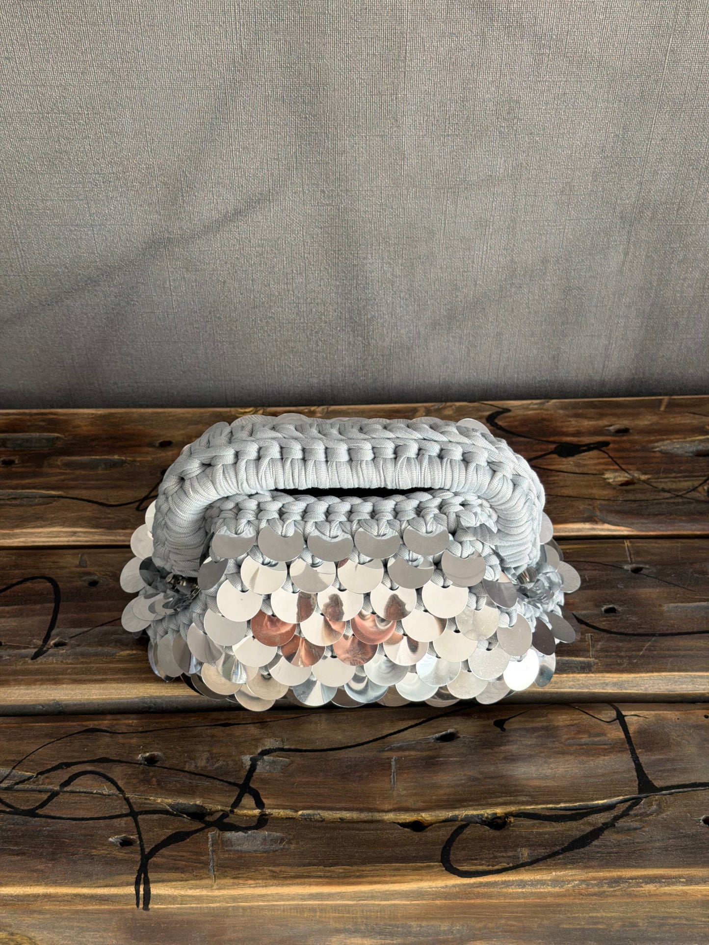 DISCO CLOUD bag mini//argento con manico