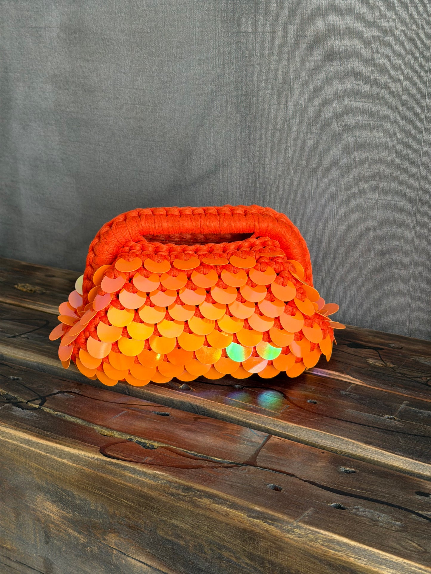 DISCO CLOUD bag mini//arancio con manico