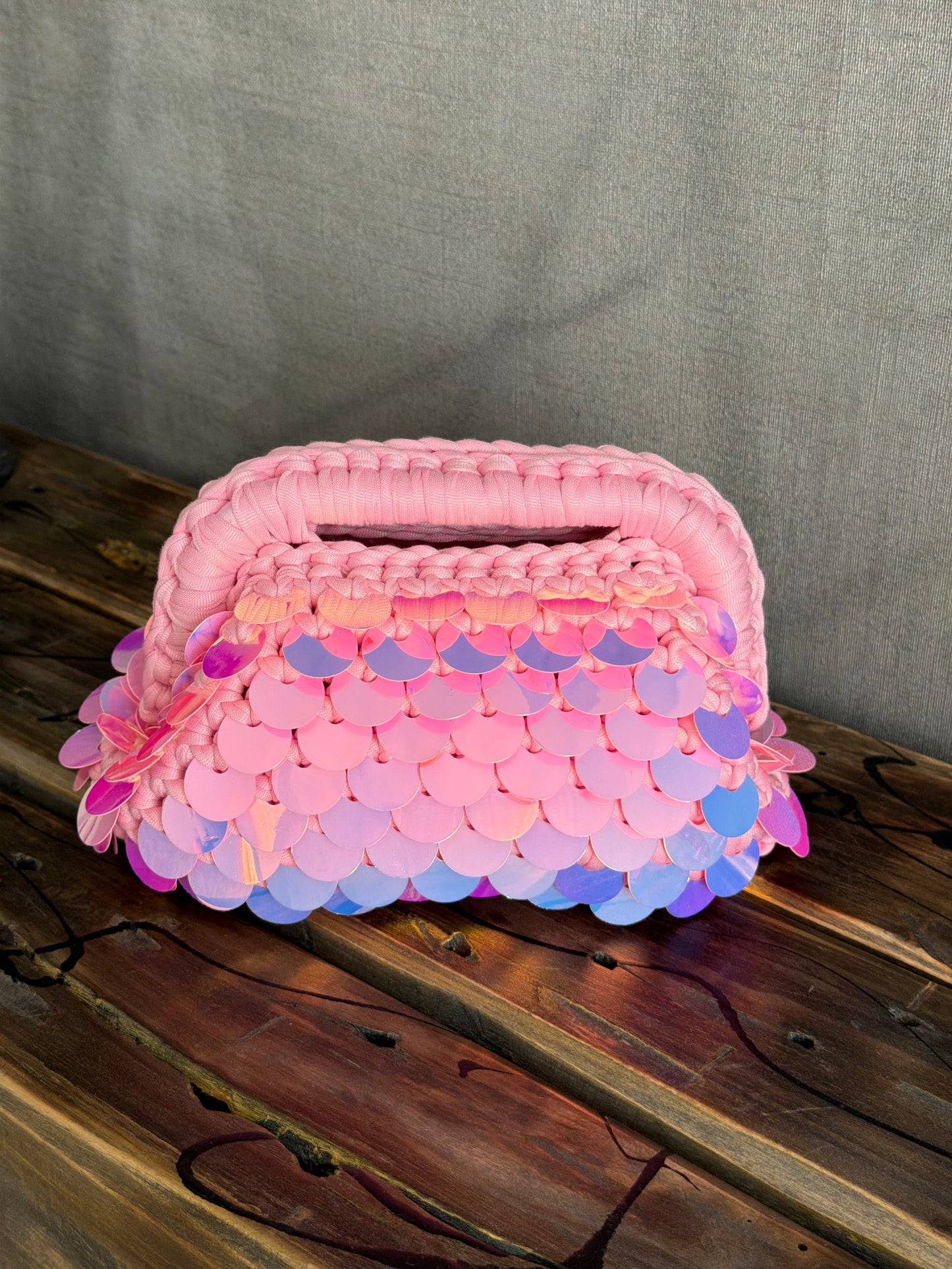 DISCO CLOUD bag mini//rosa con manico