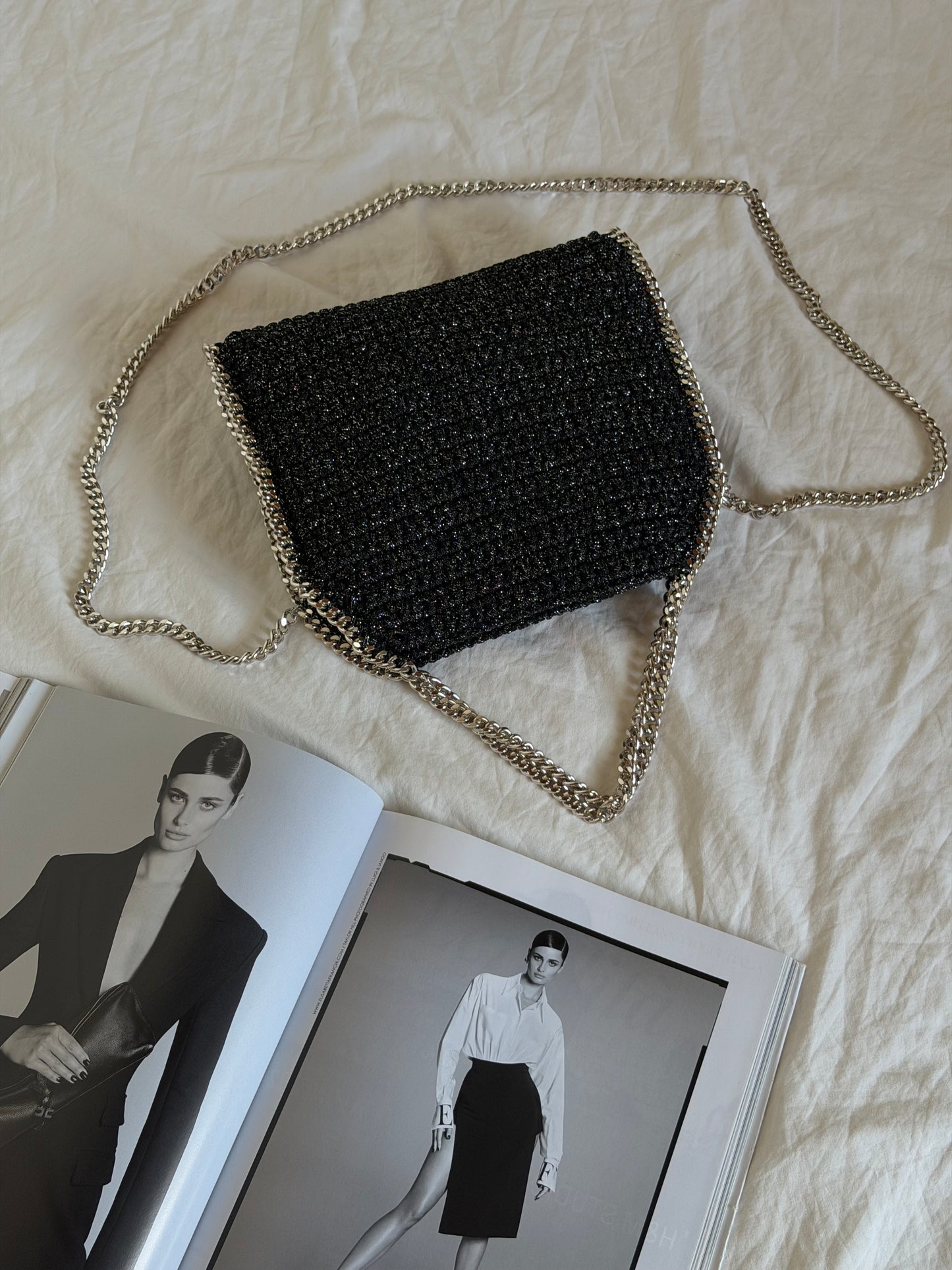 STAR bag standard// nera lurex argento