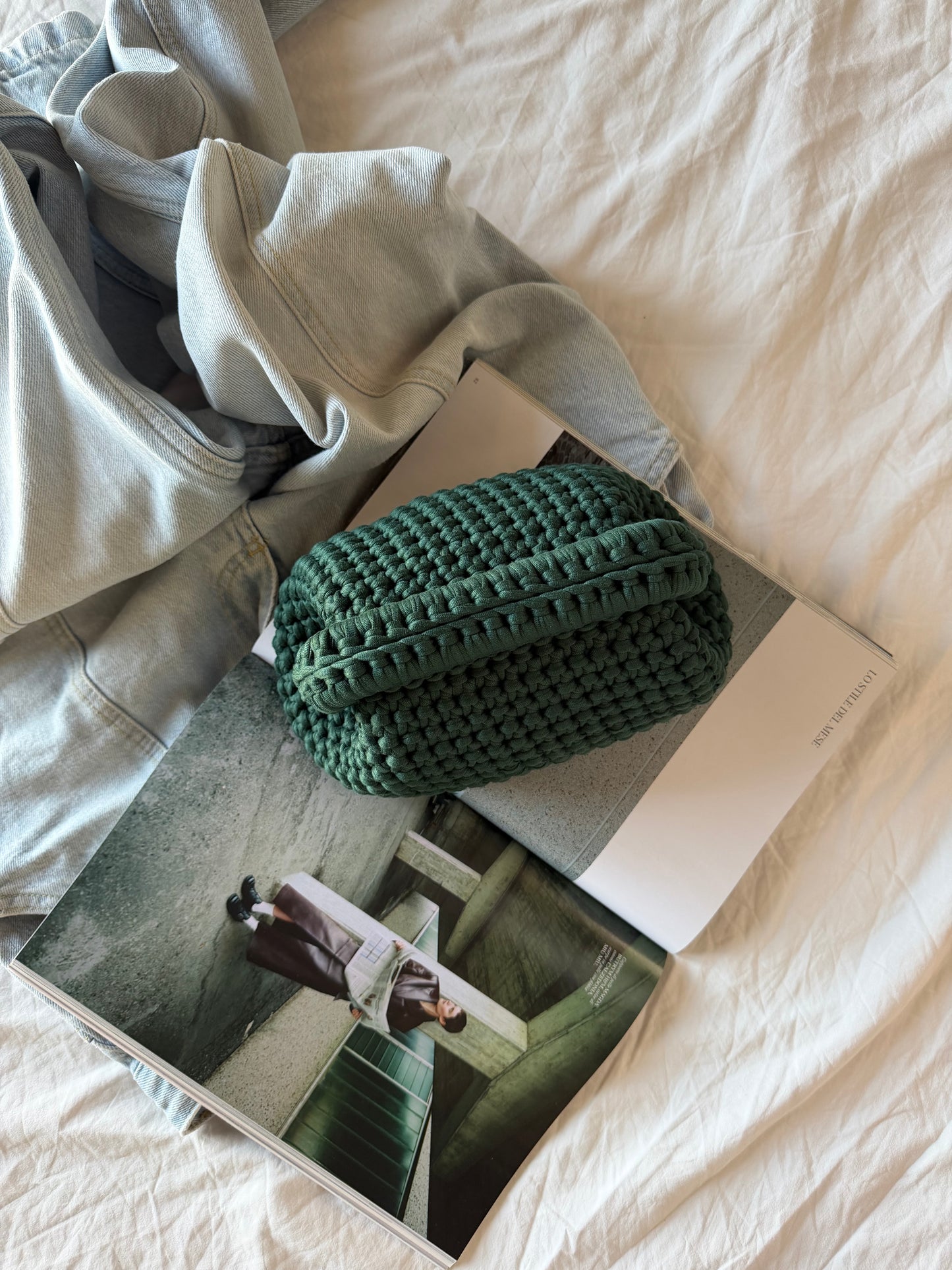 CLOUD bag standard// verde bosco con manico