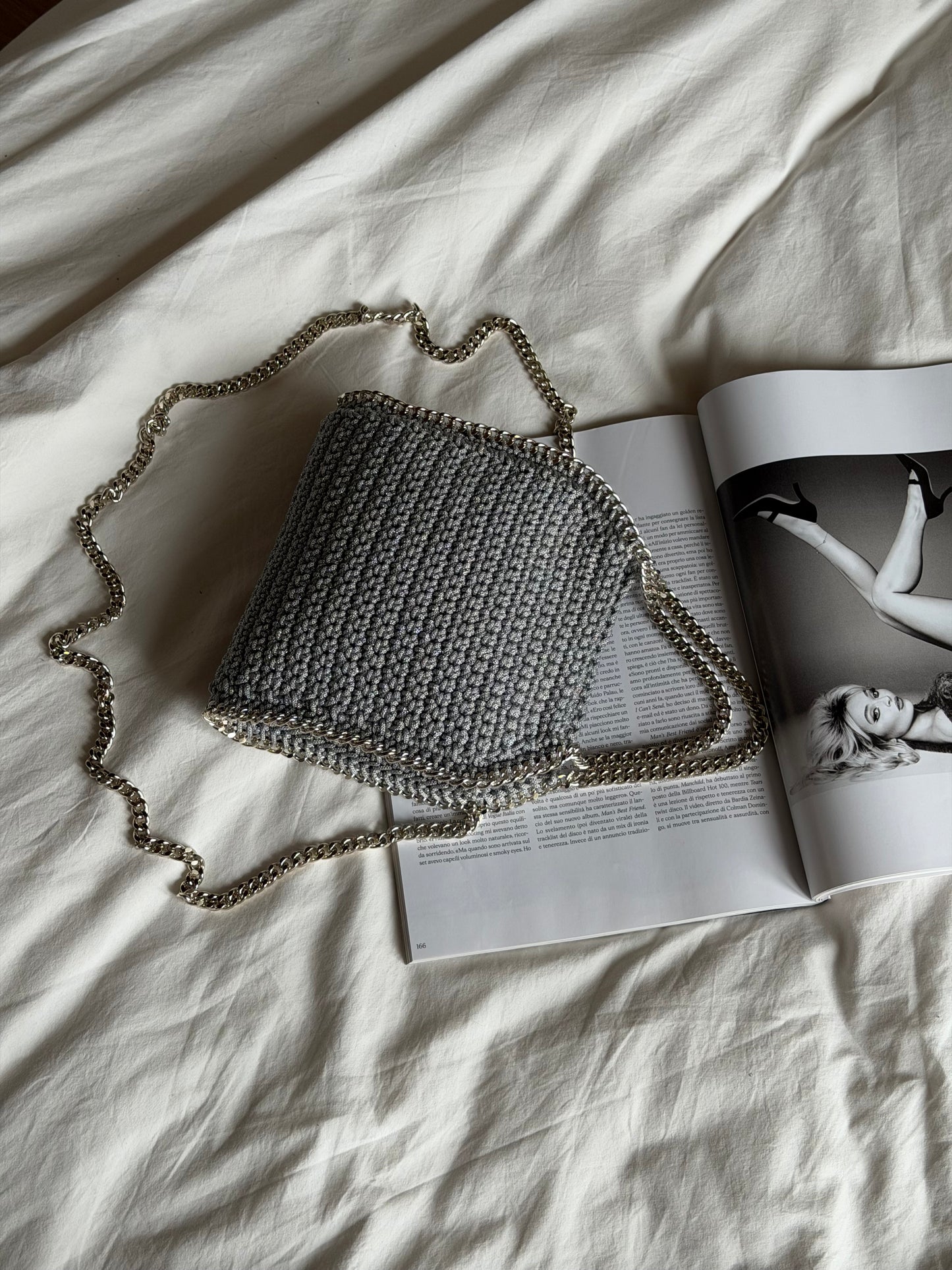 STAR bag mini// grigia chiara lurex argento