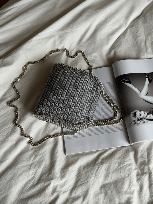 STAR bag mini// grigia chiara lurex argento