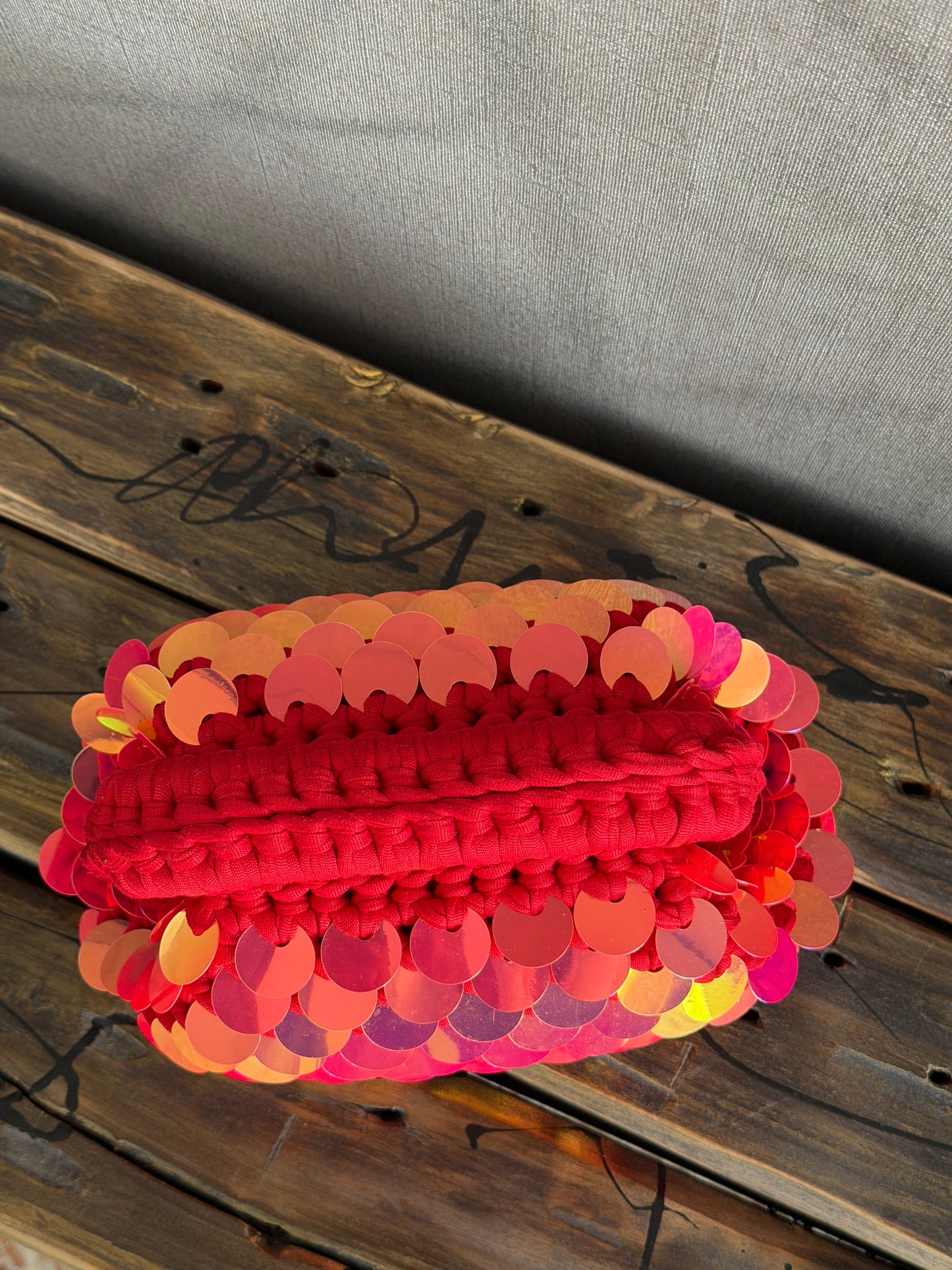 DISCO CLOUD bag mini//rossa con manico