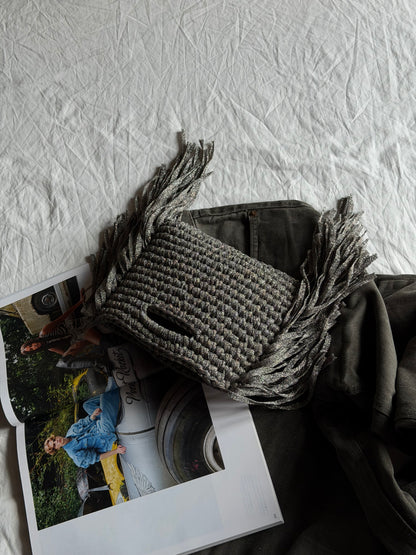 MINOU bag standard// grigia lurex con frange