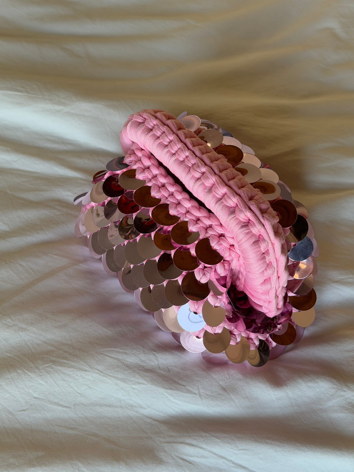 DISCO CLOUD bag mini// rosa con manico