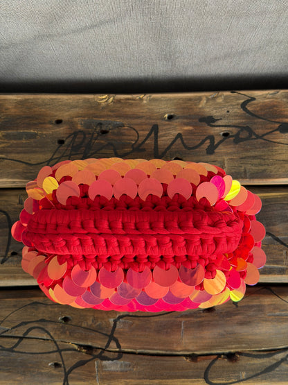 DISCO CLOUD bag mini//rossa con manico