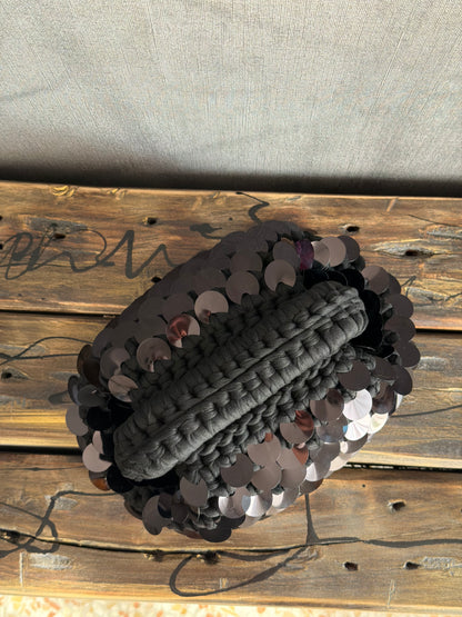 DISCO CLOUD bag mini//nera con manico