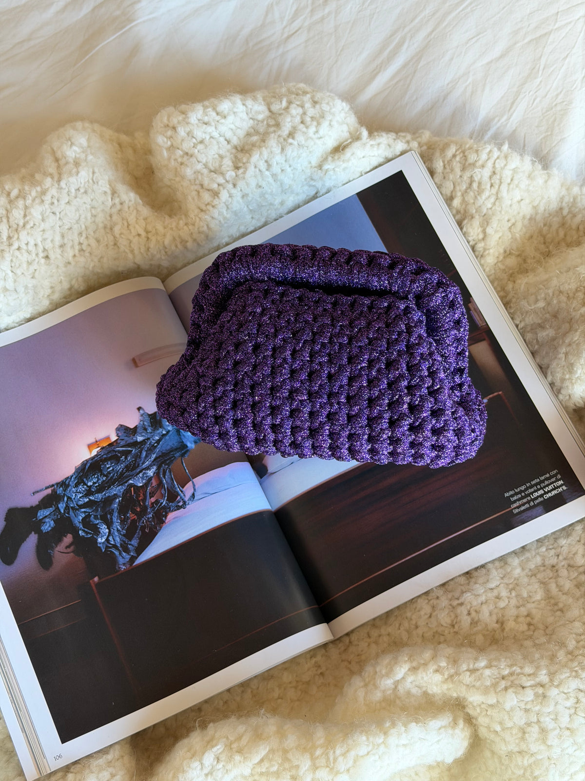 CLOUD bag mini// viola lurex con manico