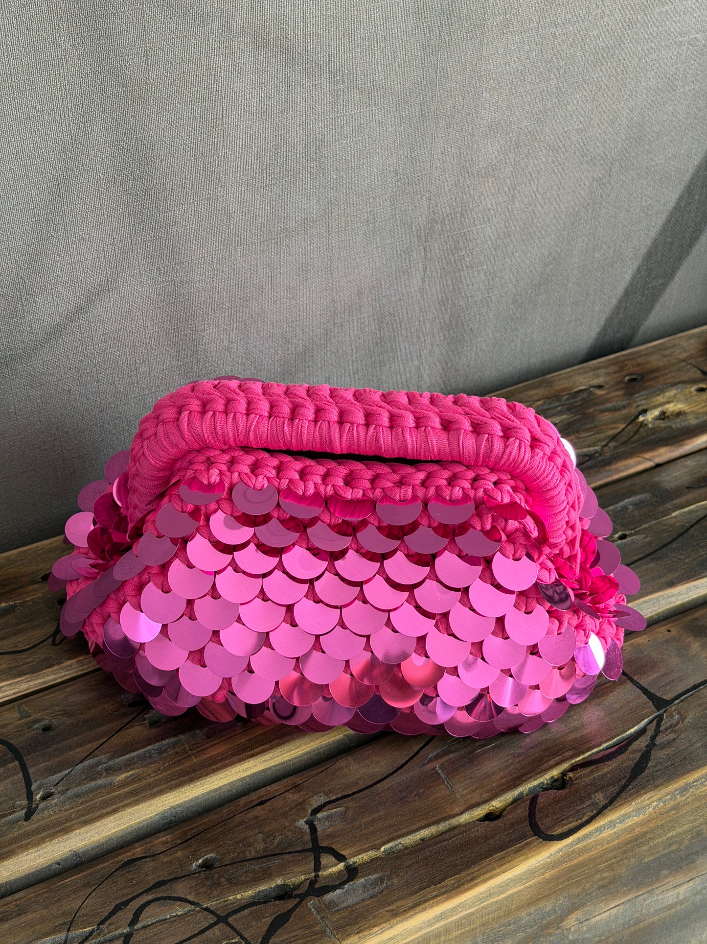 DISCO CLOUD bag standard// fucsia con manico