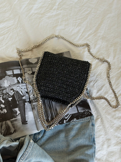 STAR bag mini// nera lurex argento