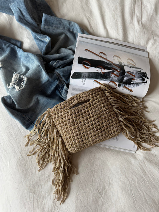 MINOU bag standard// argento-oro lurex con frange