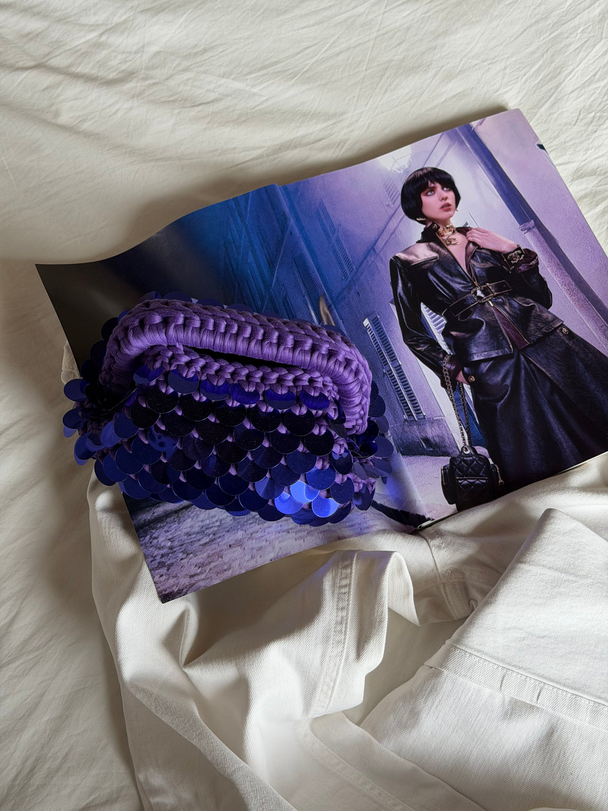 DISCO CLOUD bag mini//viola con manico