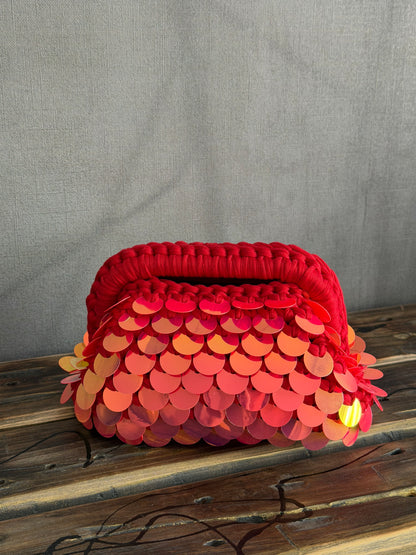 DISCO CLOUD bag mini//rossa con manico