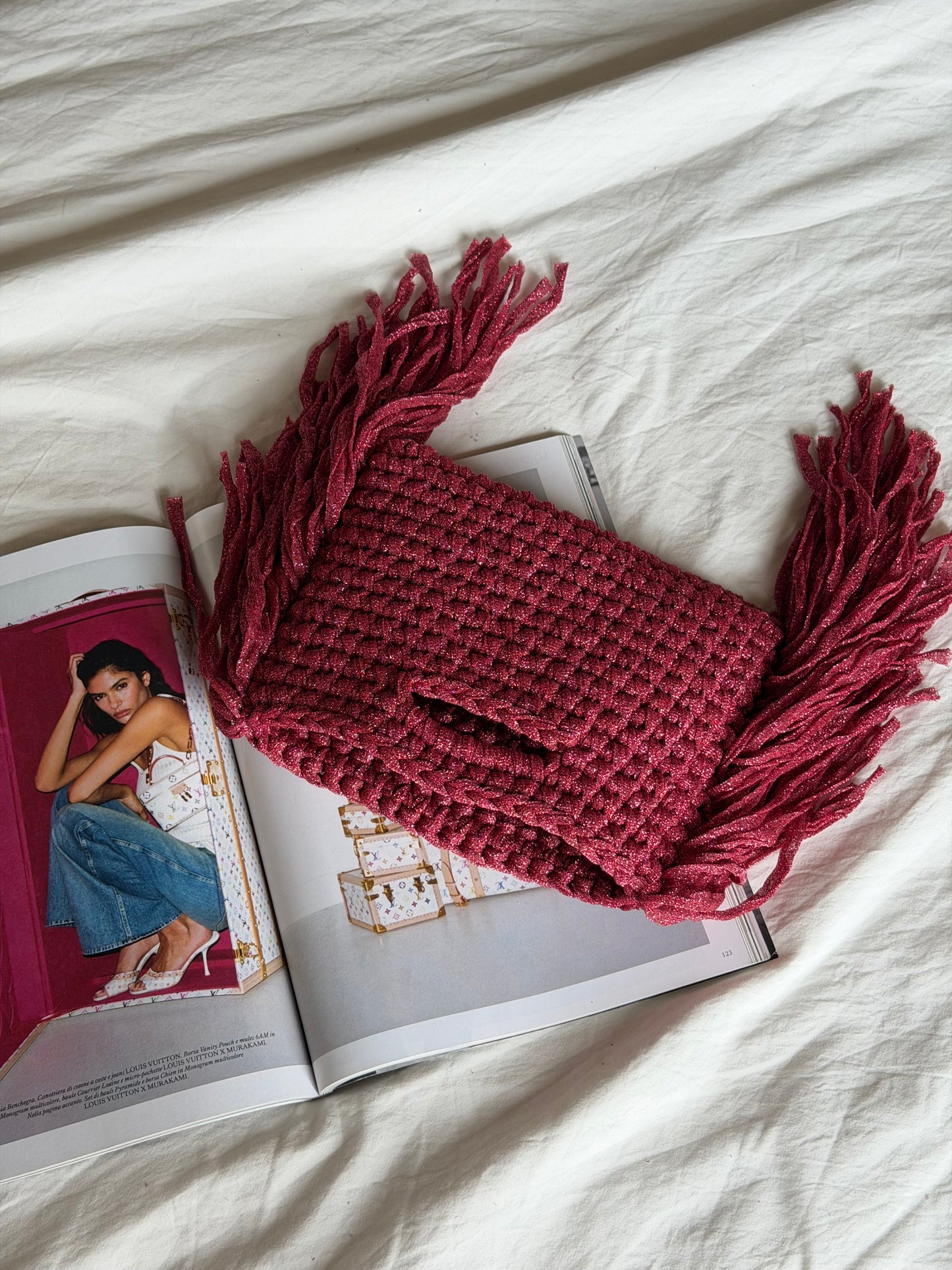 MINOU bag standard// fucsia lurex con frange
