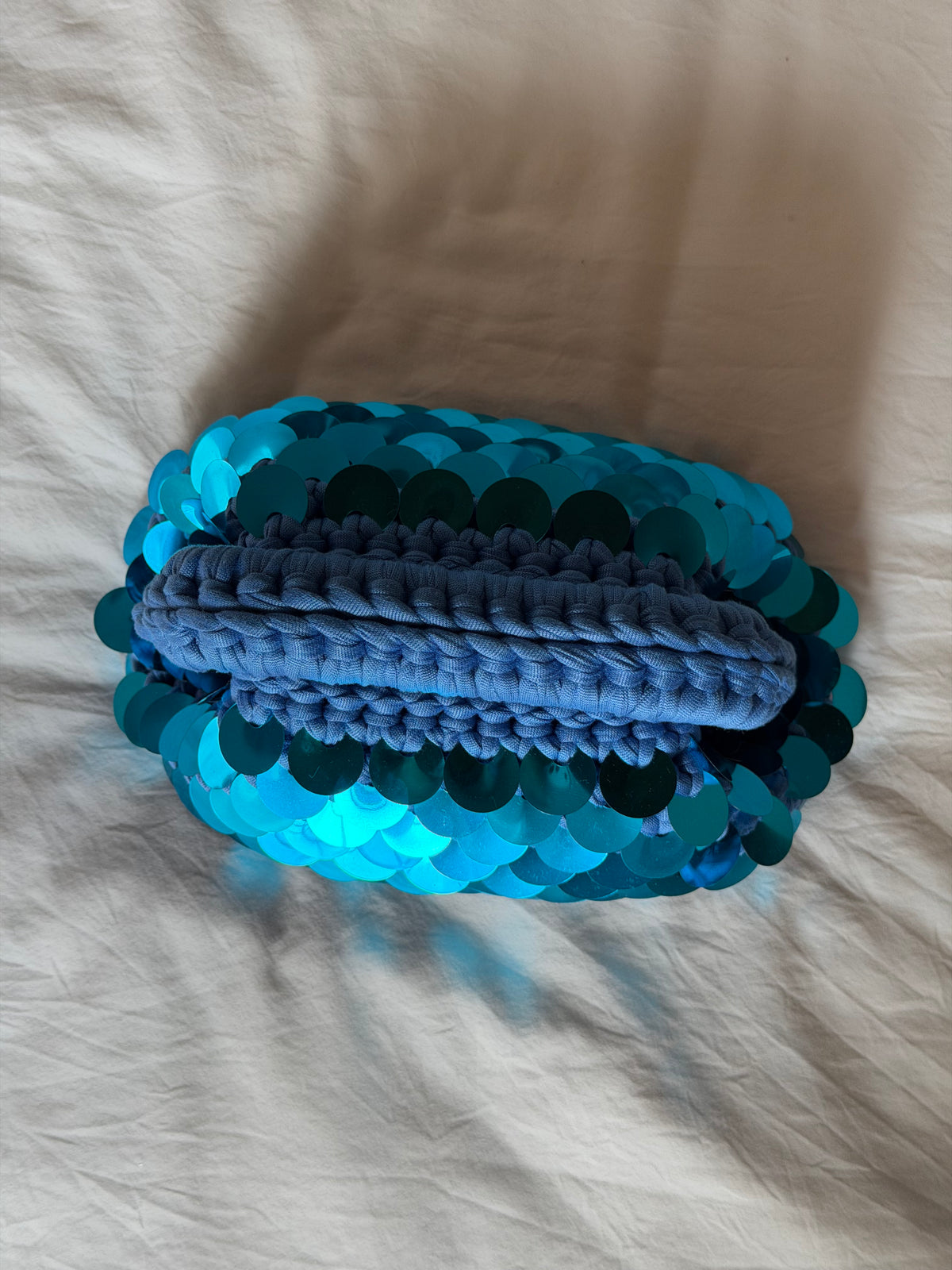 DISCO CLOUD bag mini// turchese con manico