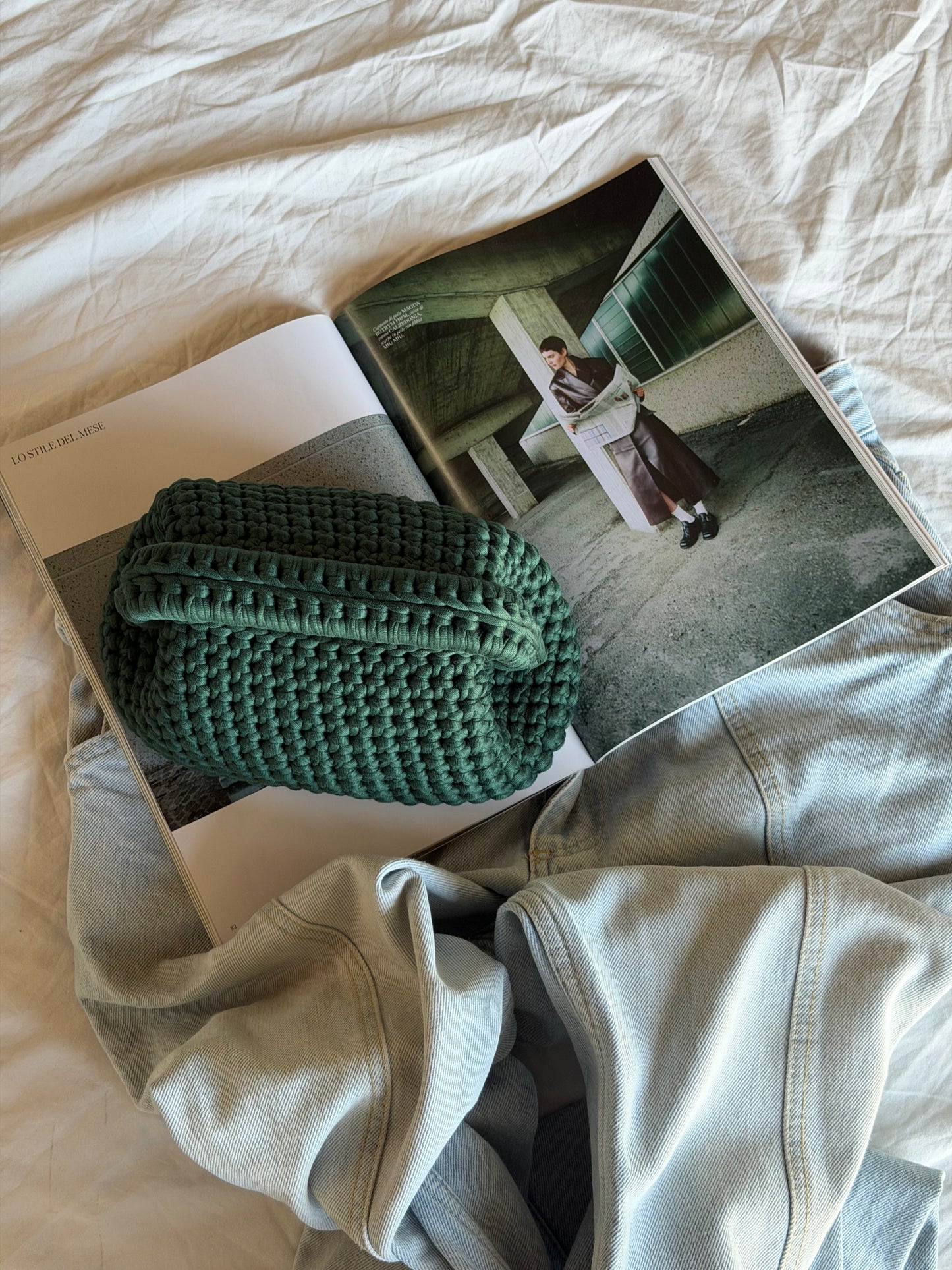 CLOUD bag standard// verde bosco con manico