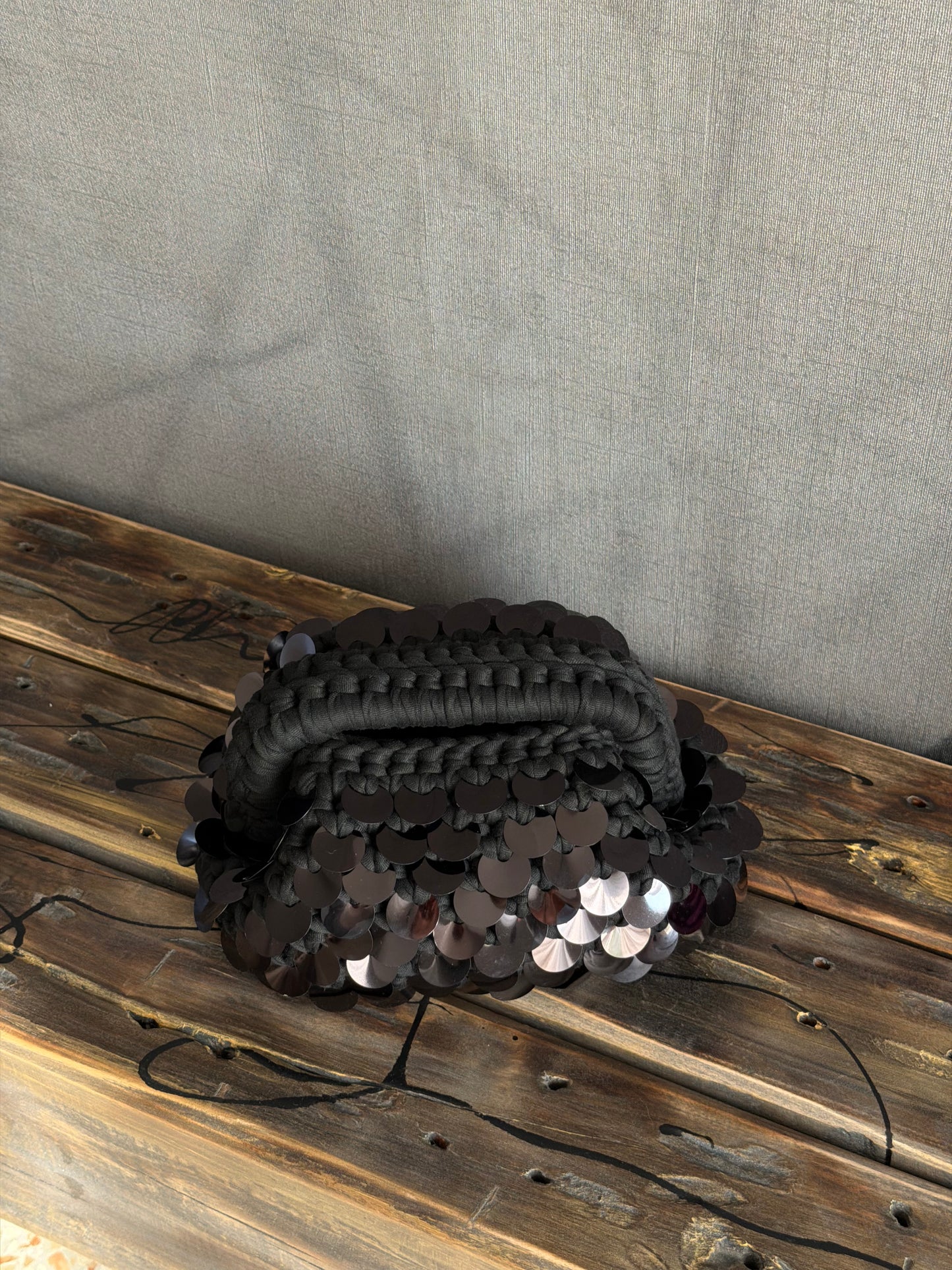 DISCO CLOUD bag mini//nera con manico