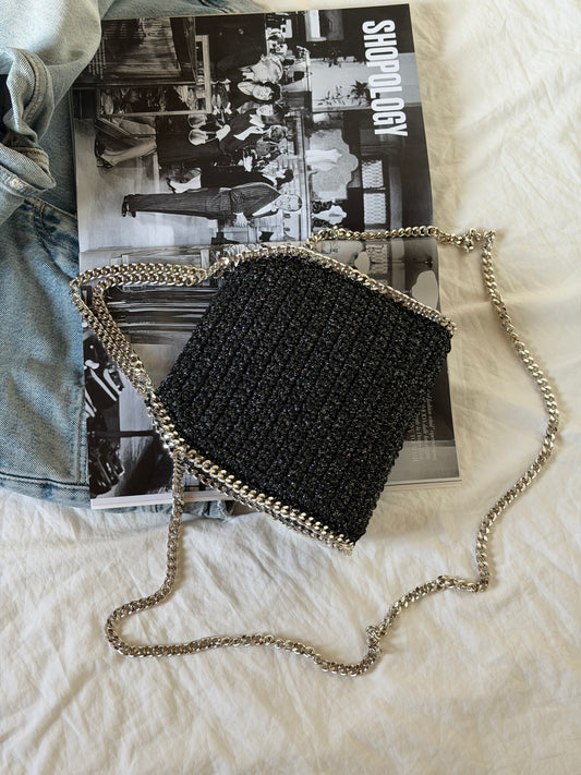 STAR bag mini// nera lurex argento