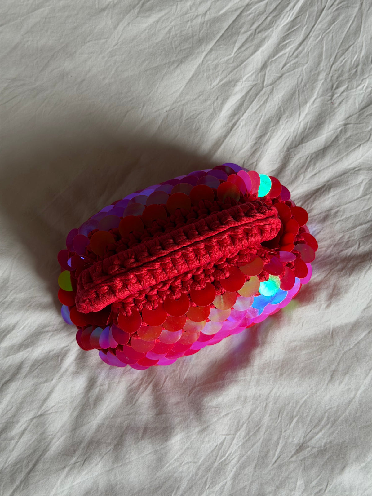 DISCO CLOUD bag mini// holo rossa con manico