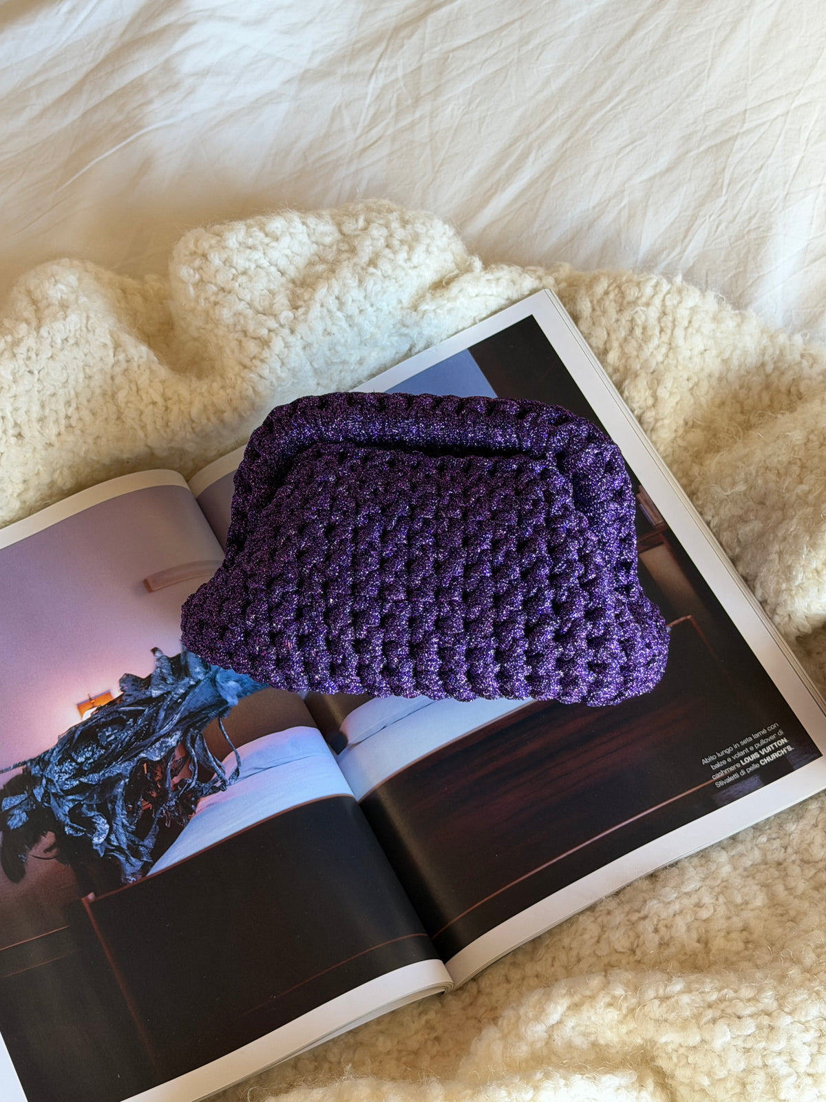 CLOUD bag mini// viola lurex con manico