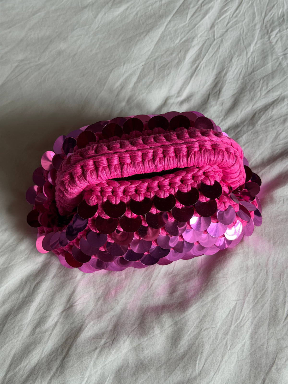DISCO CLOUD bag mini// fucsia con manico