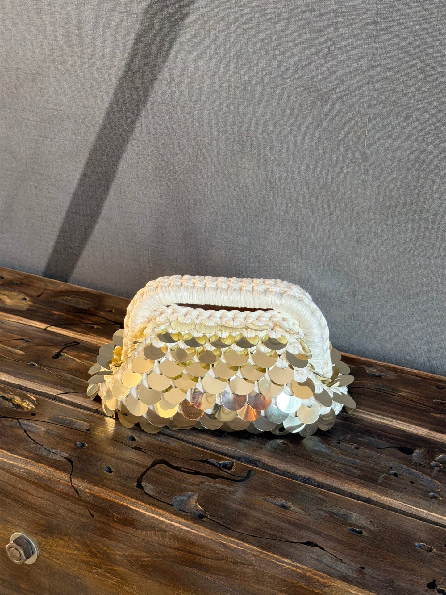 DISCO CLOUD bag mini//avorio con manico