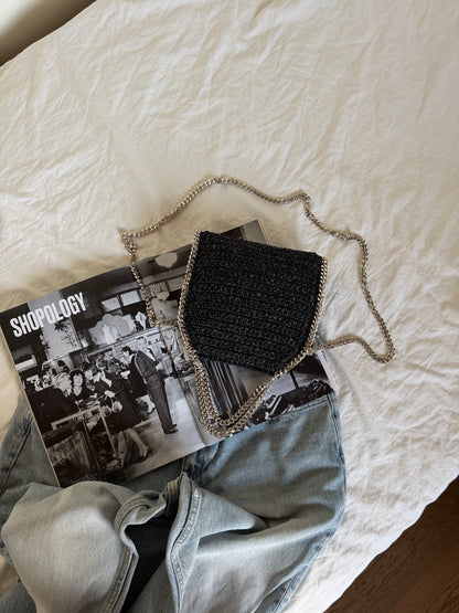STAR bag mini// nera lurex argento
