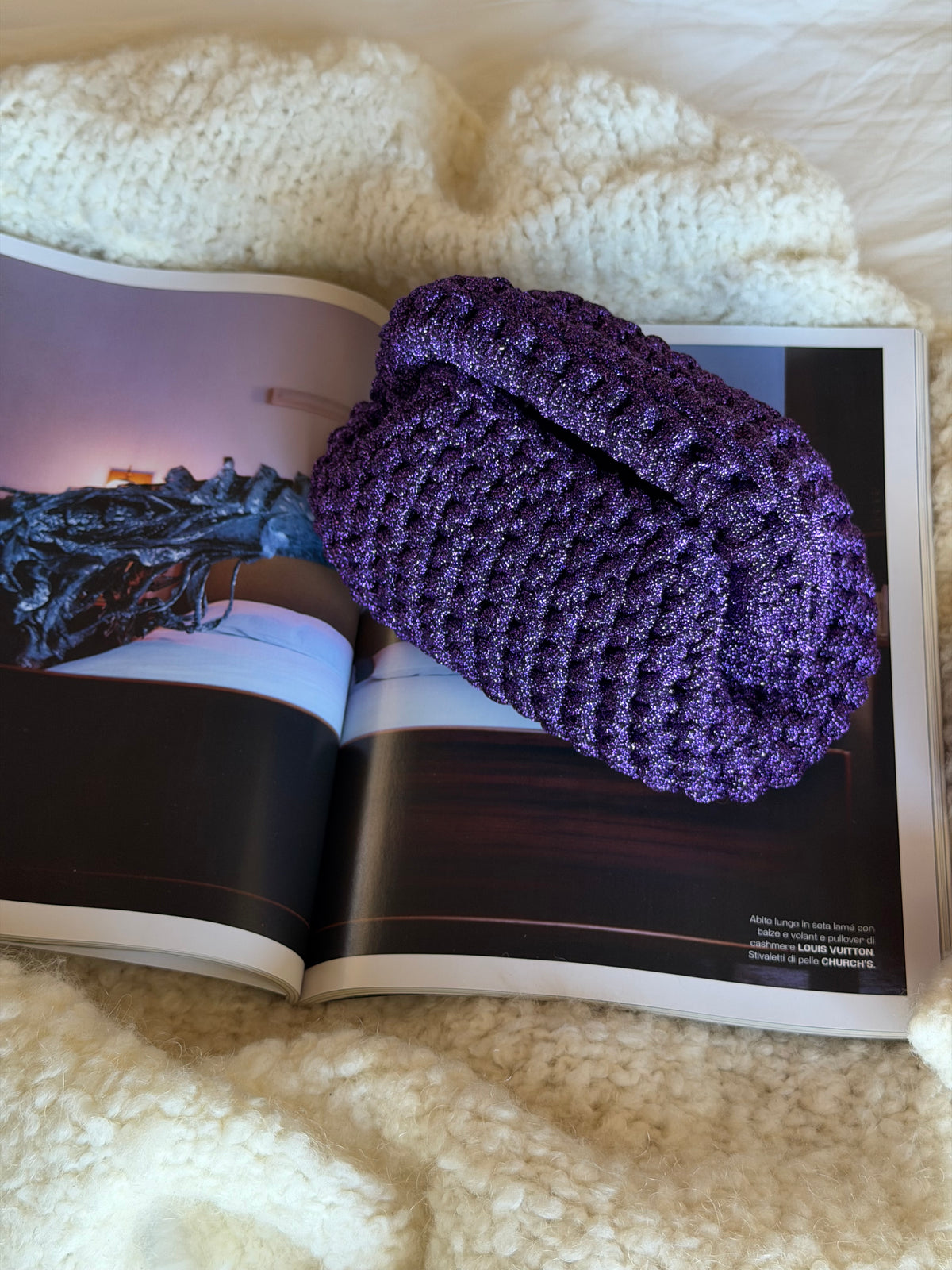 CLOUD bag mini// viola lurex con manico