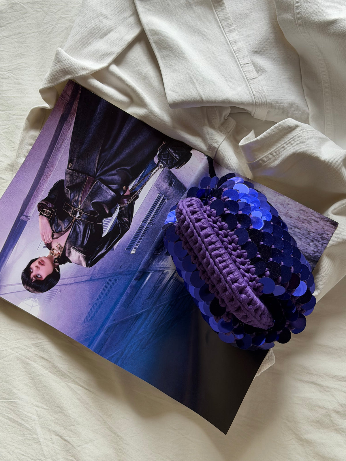 DISCO CLOUD bag mini//viola con manico