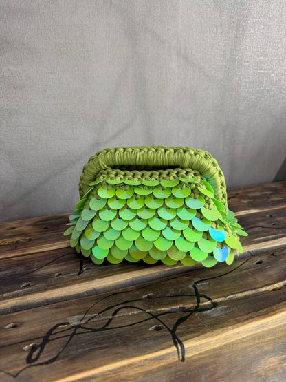 DISCO CLOUD bag mini//verde lime con manico